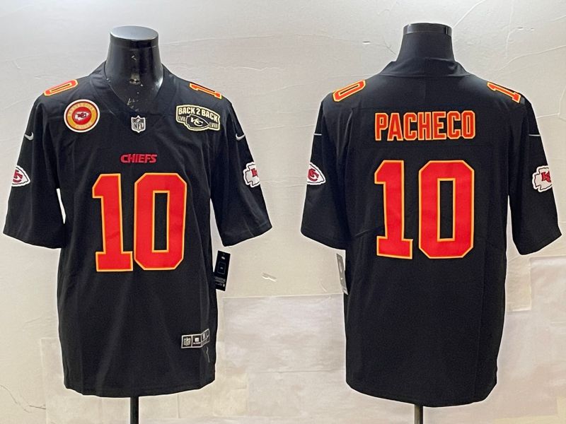 Men Kansas City Chiefs #10 Pacheco Black 2025 Nike Vapor Limited NFL Jersey style 2096